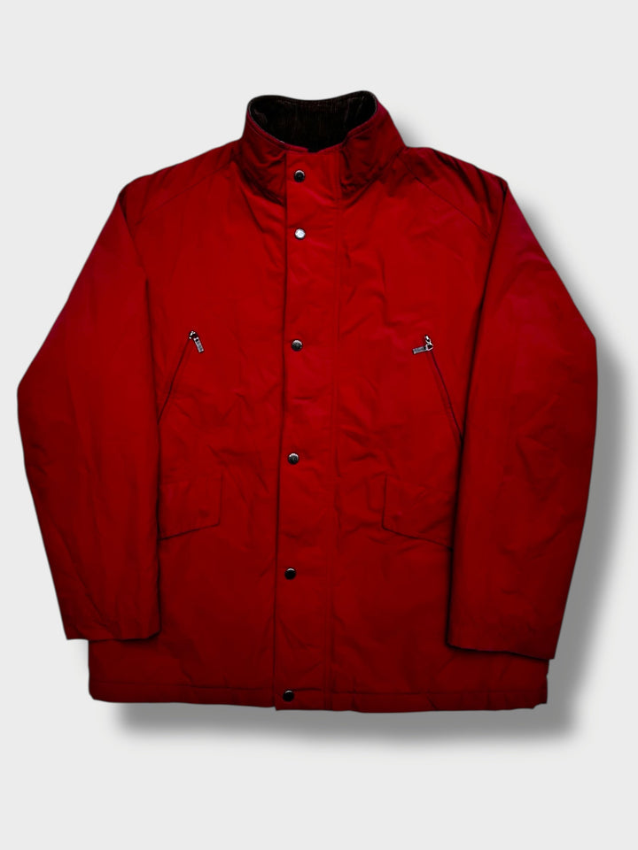 Vintage Burberry’s Outdoor Jacket – rote Regenjacke mit Karo-Futter, Grösse L