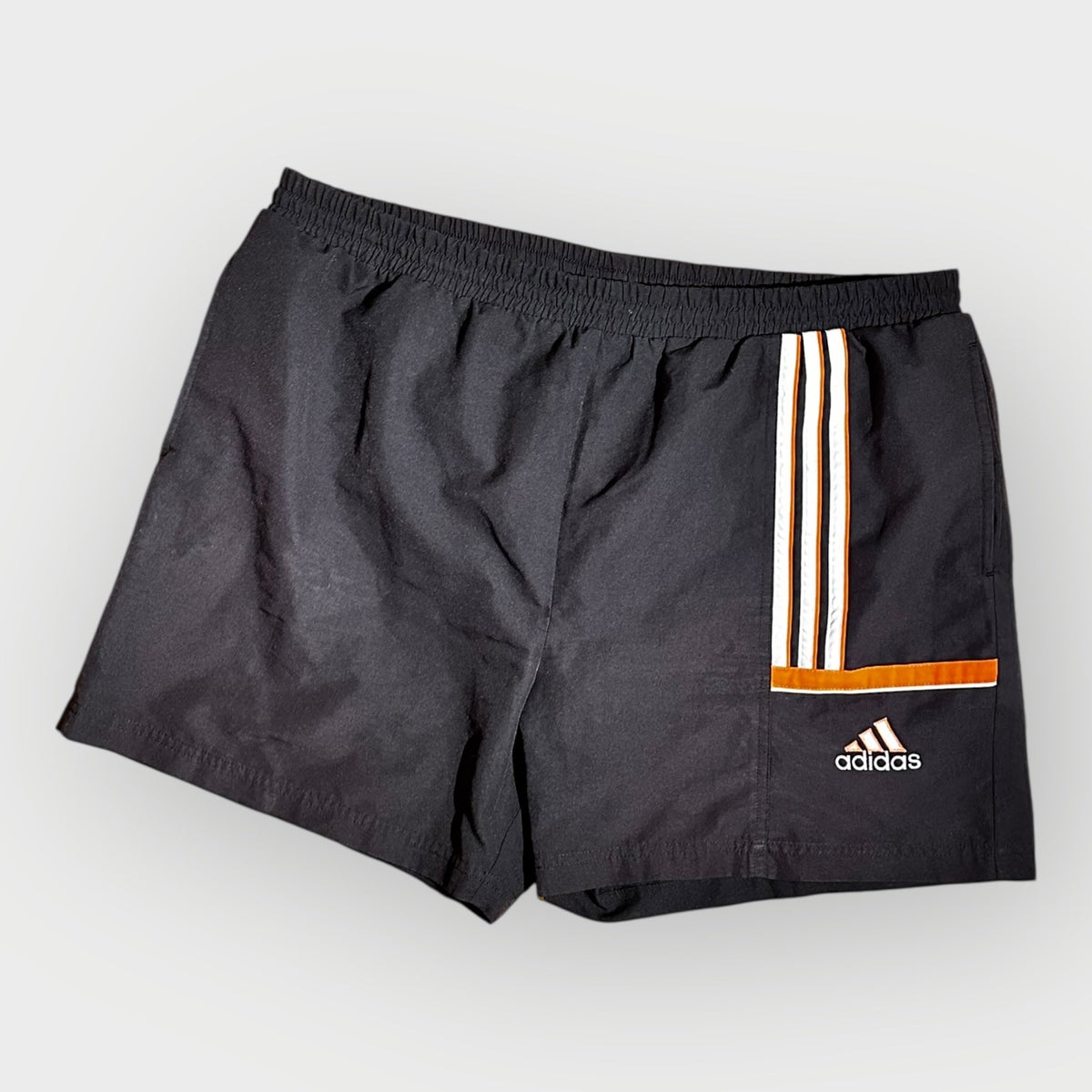Adidas Vintage Badehose schwarz orange – Herren Swim Shorts XL Jahrgang 1992