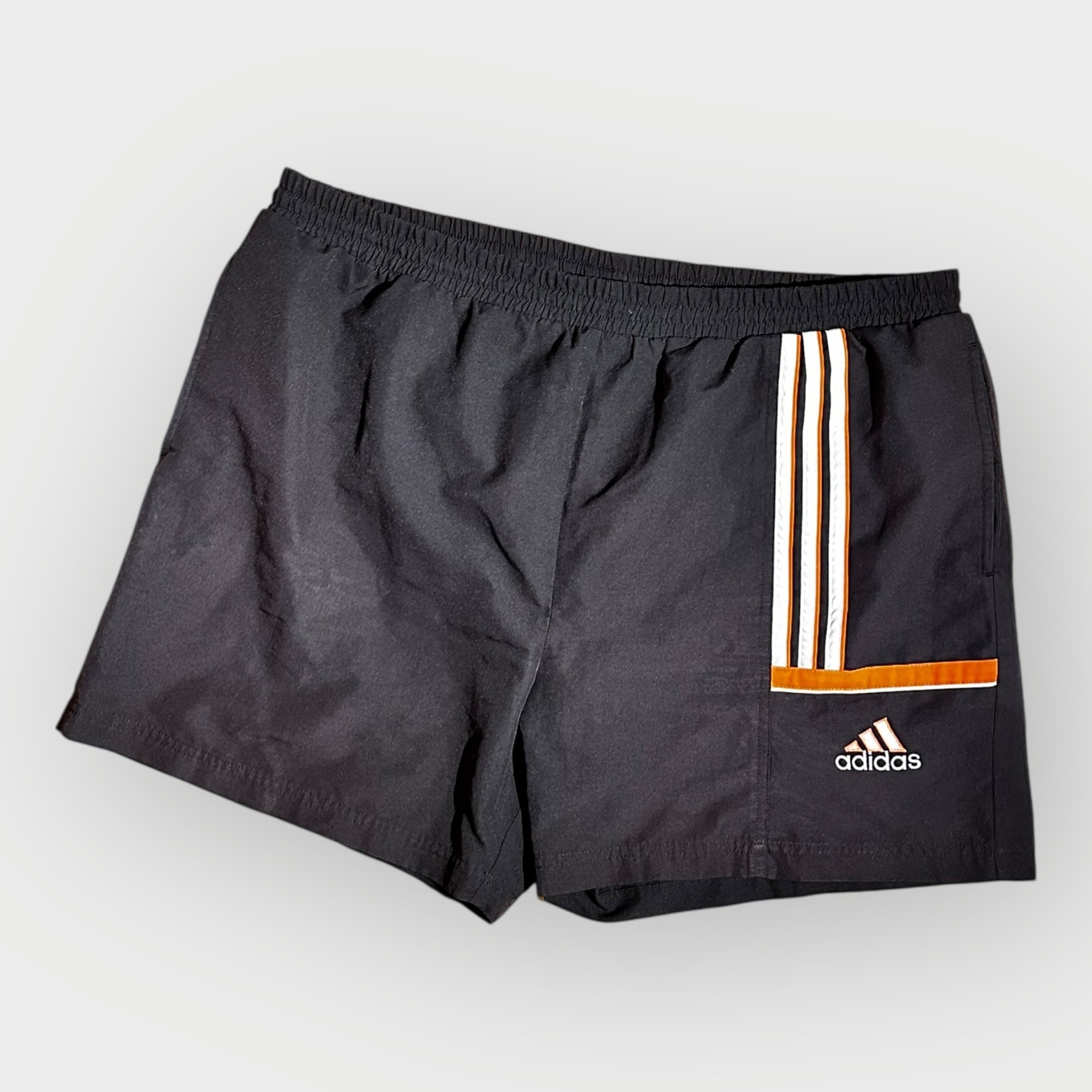Adidas Vintage Badehose schwarz orange – Herren Swim Shorts XL Jahrgang 1992