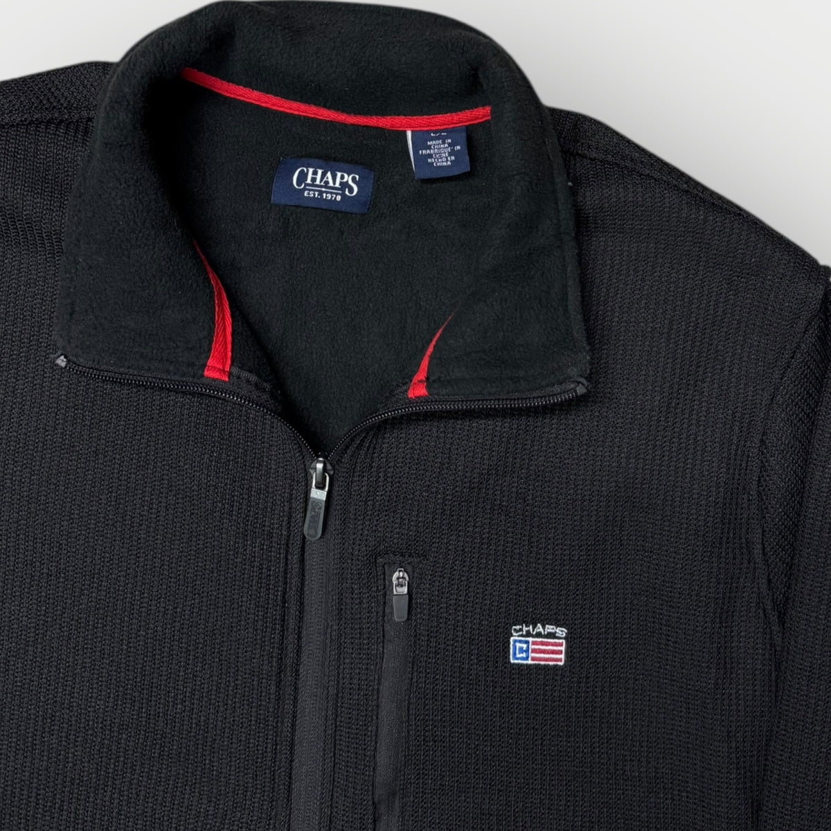 Chaps by Ralph Lauren Fleecejacke Kragen rot Innenfutter – Y2K Style