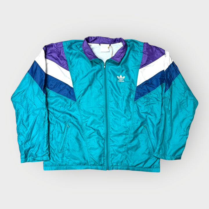 Adidas Track Jacket 90s Original – Türkis Violett Weiss, Vintage Sportswear aus den 1990er-Jahren