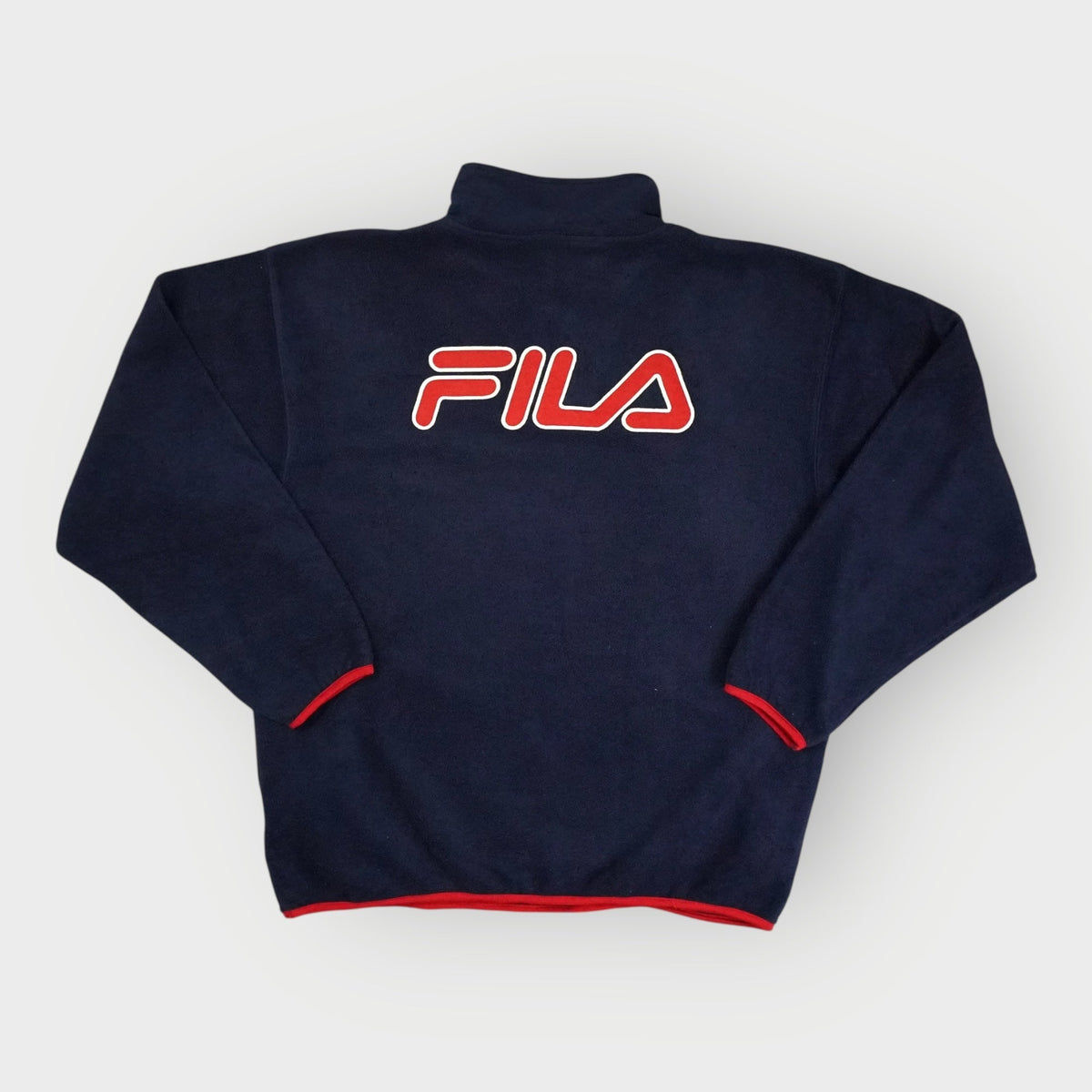 Vintage Fila Zip-Fleece (L) – Navy / Red Logo