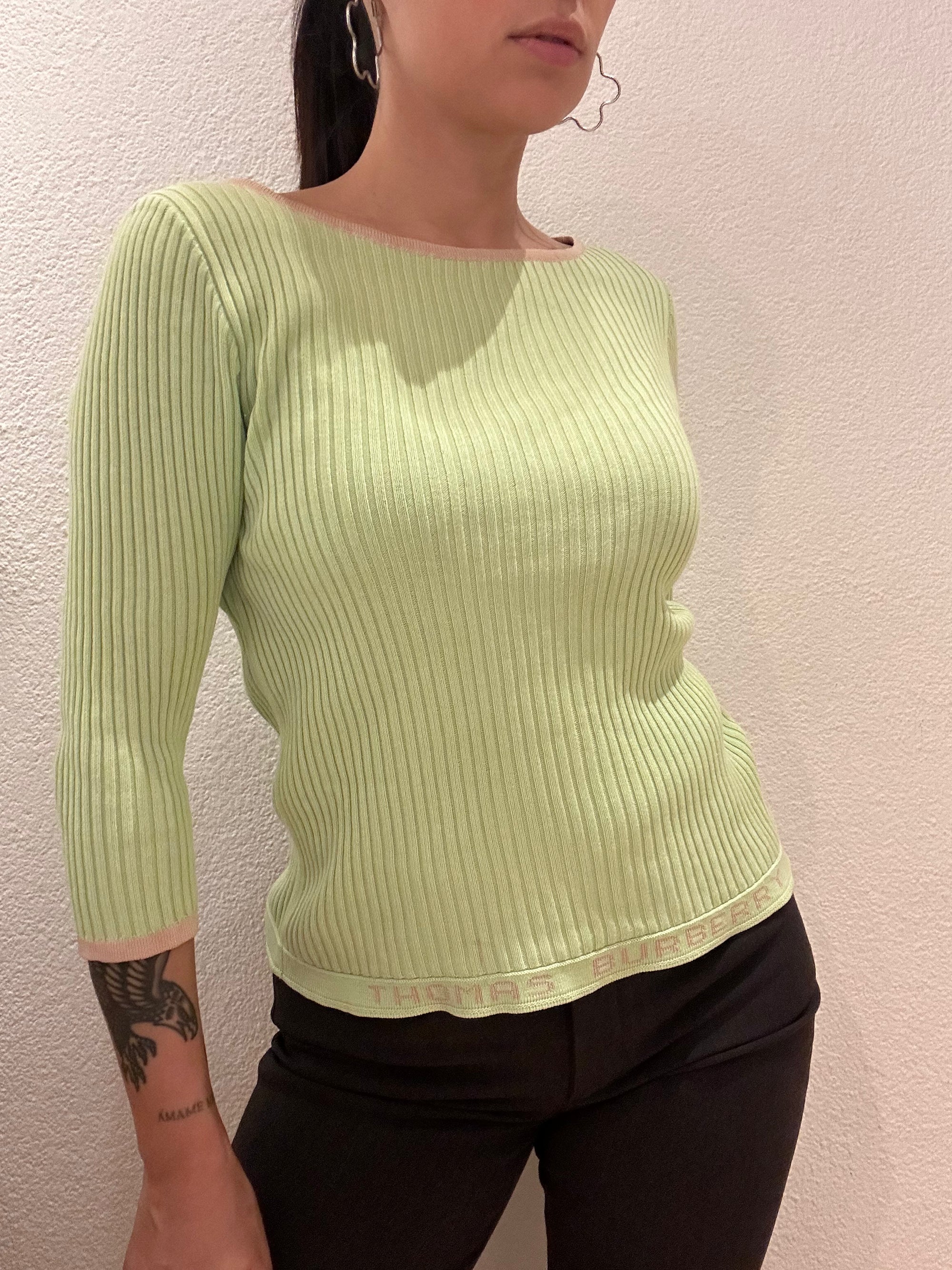Burberry Limegreen Boatneck Pullover (M)
