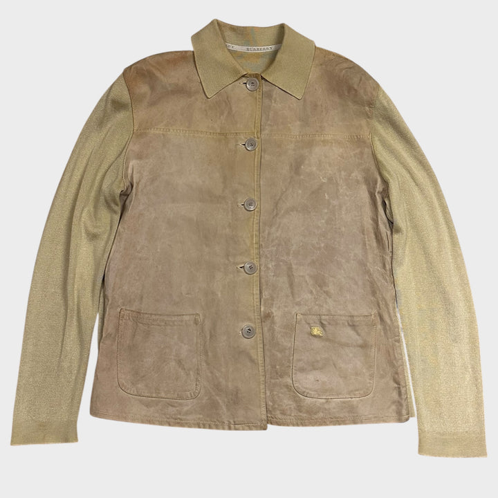 Burberry Lederjacke mit Strickärmeln (L)