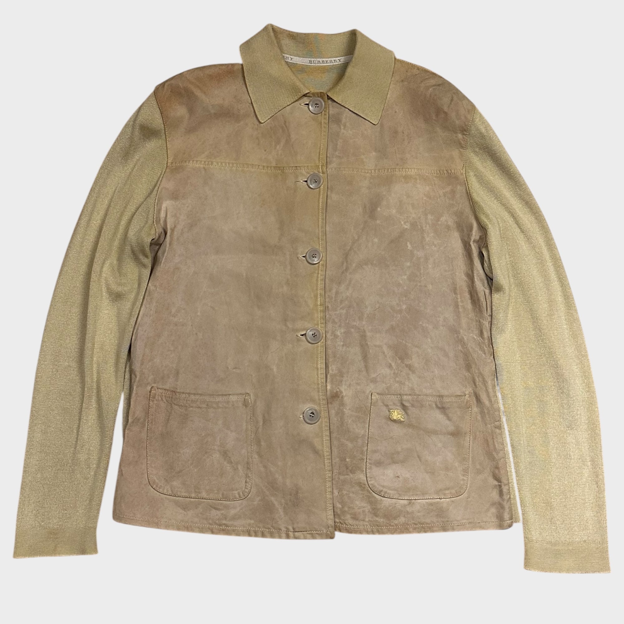 Burberry Lederjacke mit Strickärmeln (L)