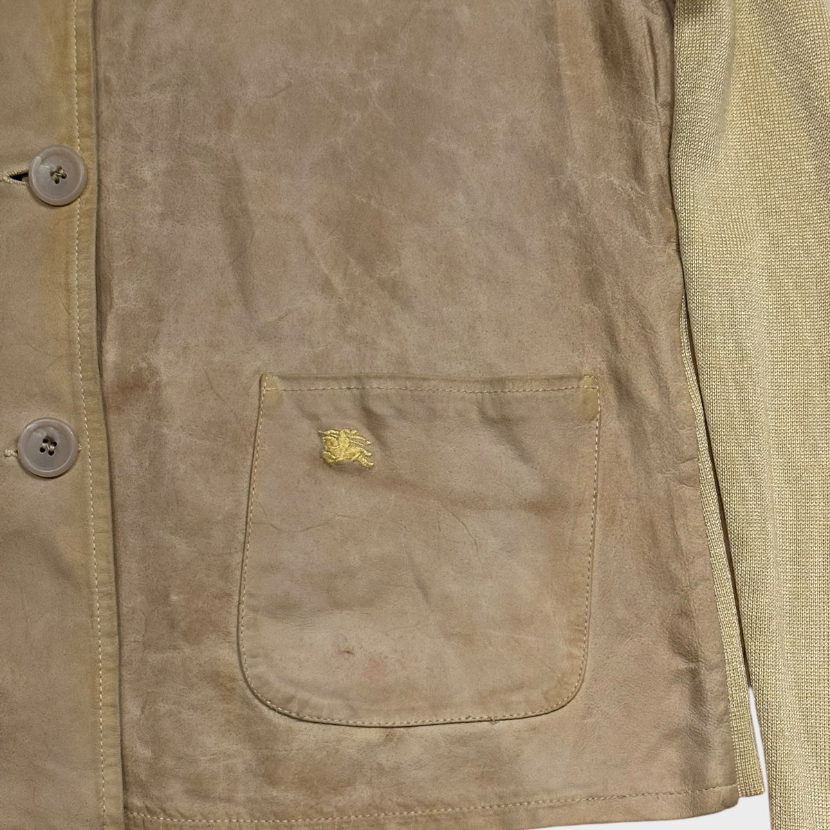 Burberry Lederjacke mit Strickärmeln (L)
