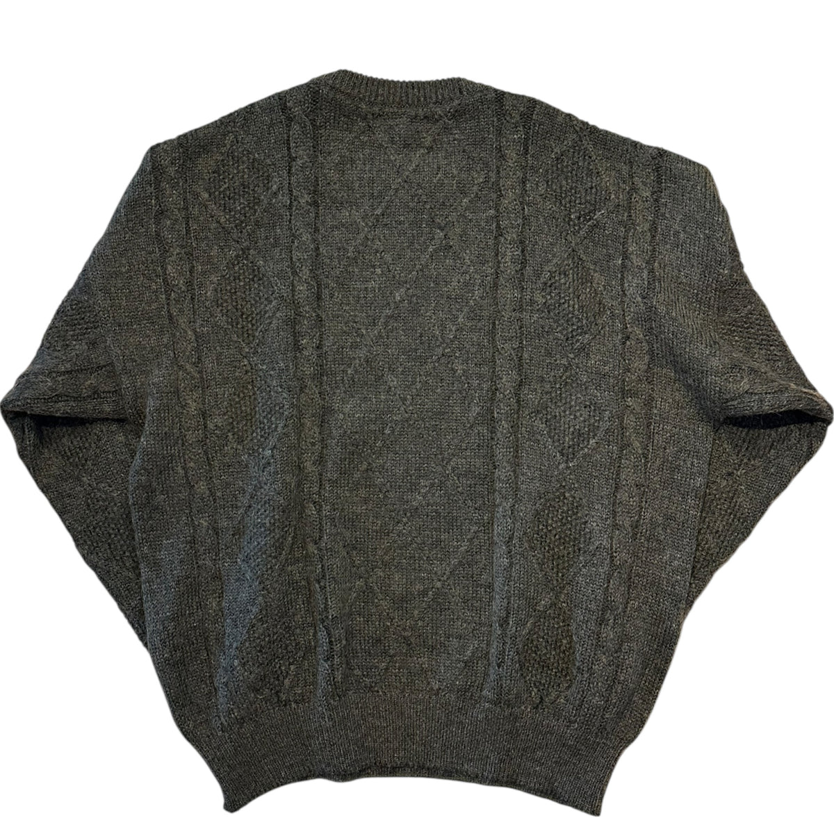 Grüner Strickpullover mit Kunstleder-Panel (L)