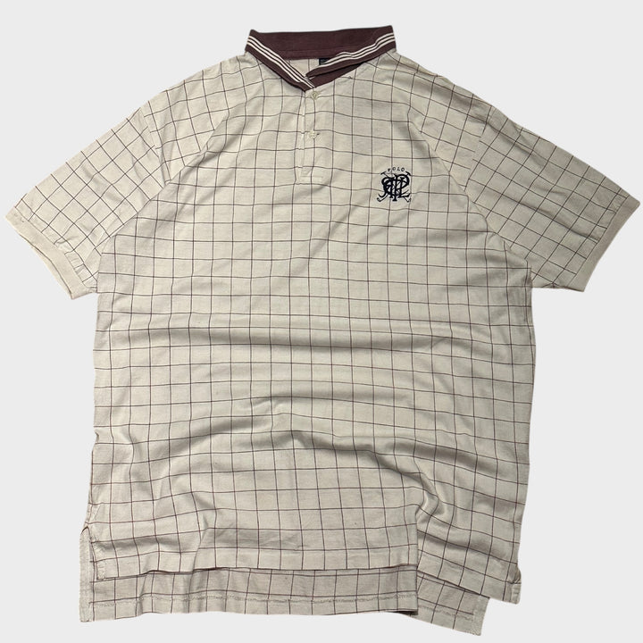 Beiges kariertes Polo-Shirt (XL)