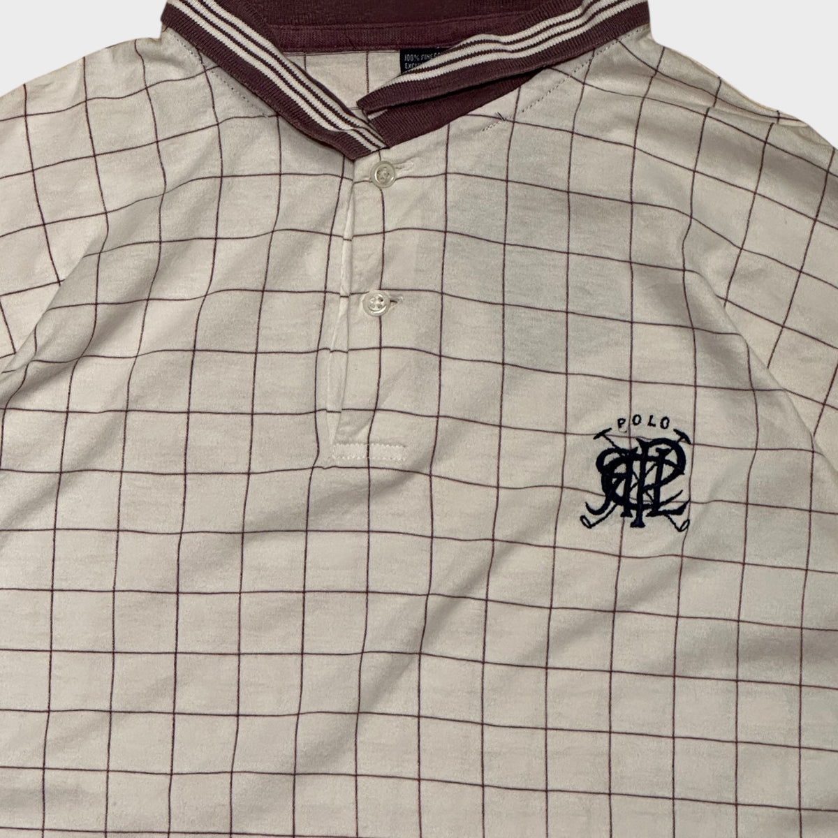 Beiges kariertes Polo-Shirt (XL)