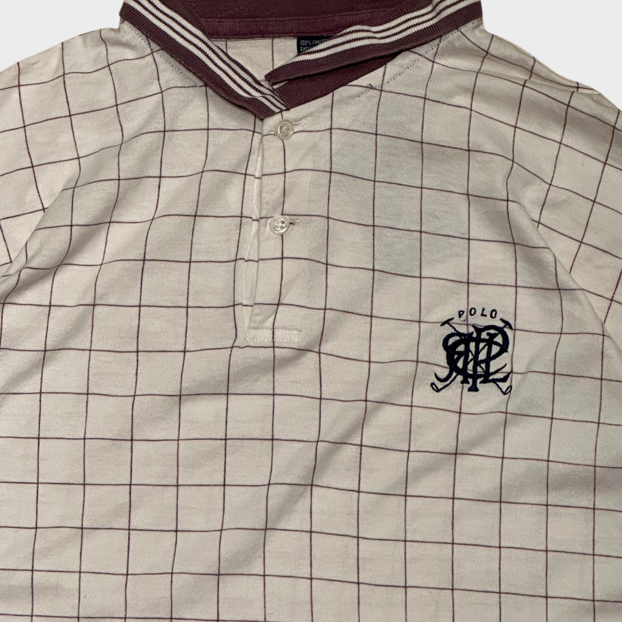 Beiges kariertes Polo-Shirt (XL)