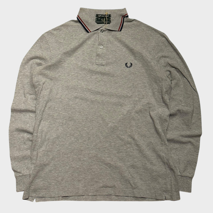 Fred Perry Langarm-Polo grau (L)