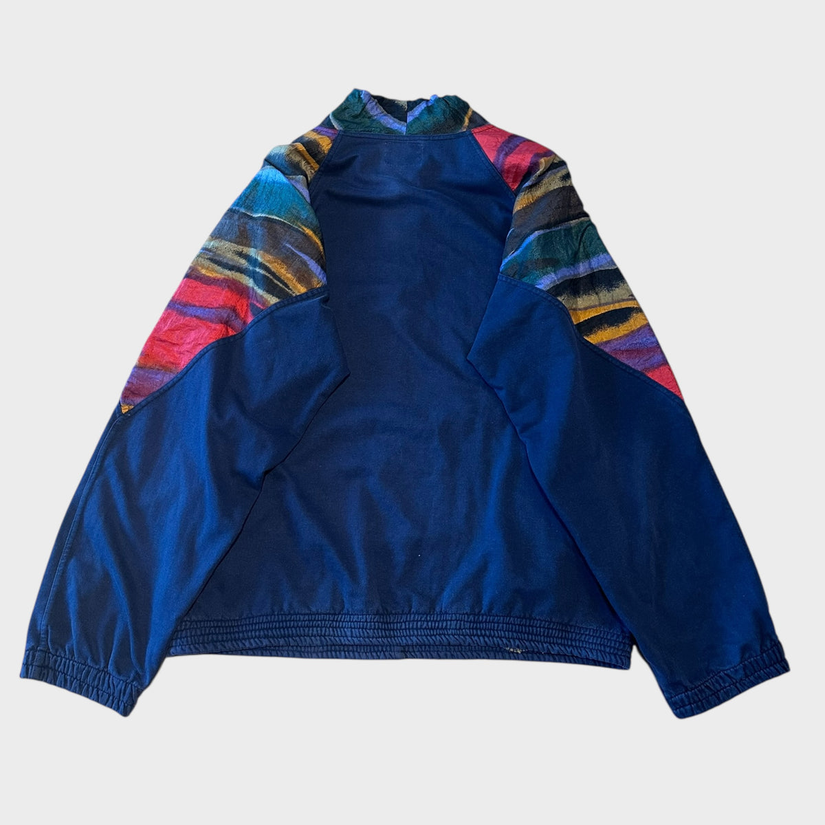 Vintage Sportjacke blau mit bunten Einsätzen (L)