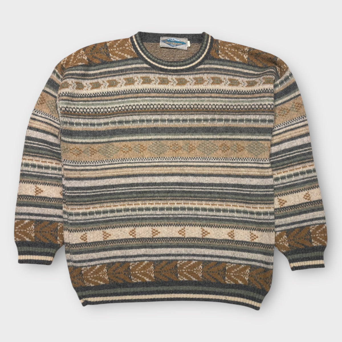 Vintage Jacquard Paris Wollpullover (XL)