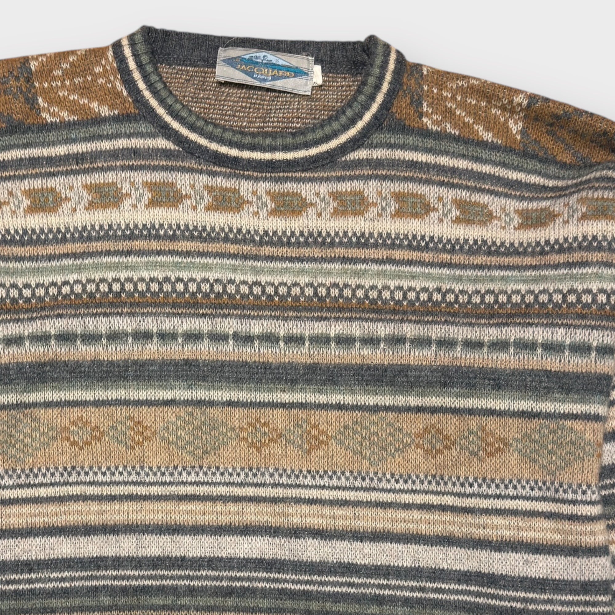 Vintage Jacquard Paris Wollpullover (XL)