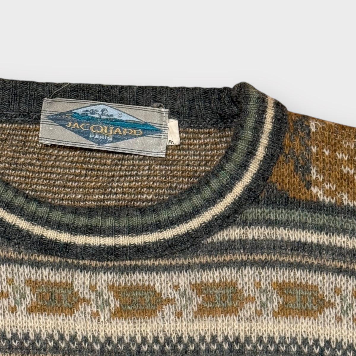Vintage Jacquard Paris Wollpullover (XL)