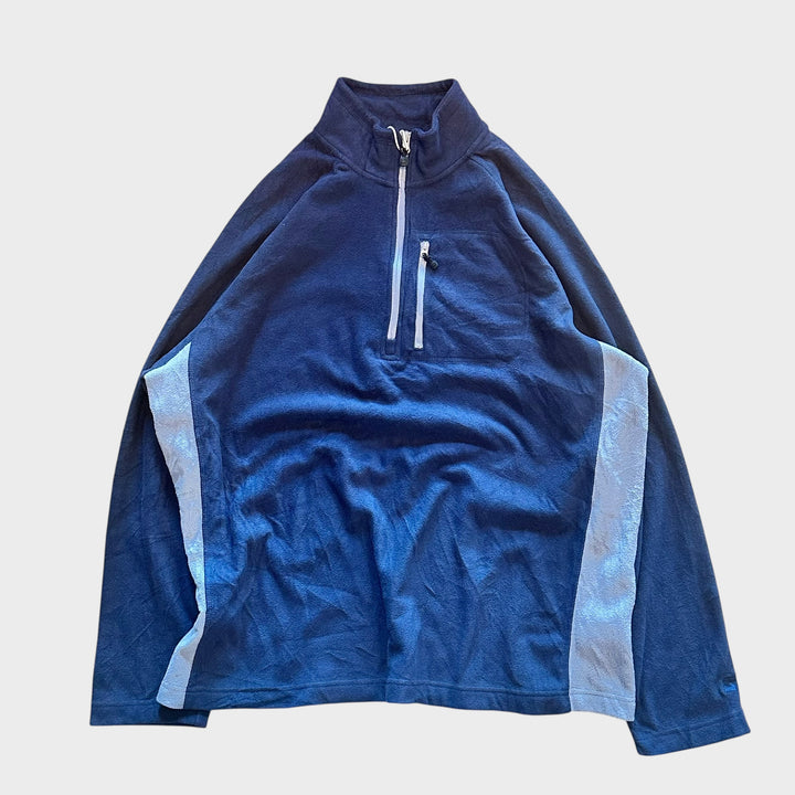 Blauer Fleece-Pullover mit Halbreissverschluss (L)