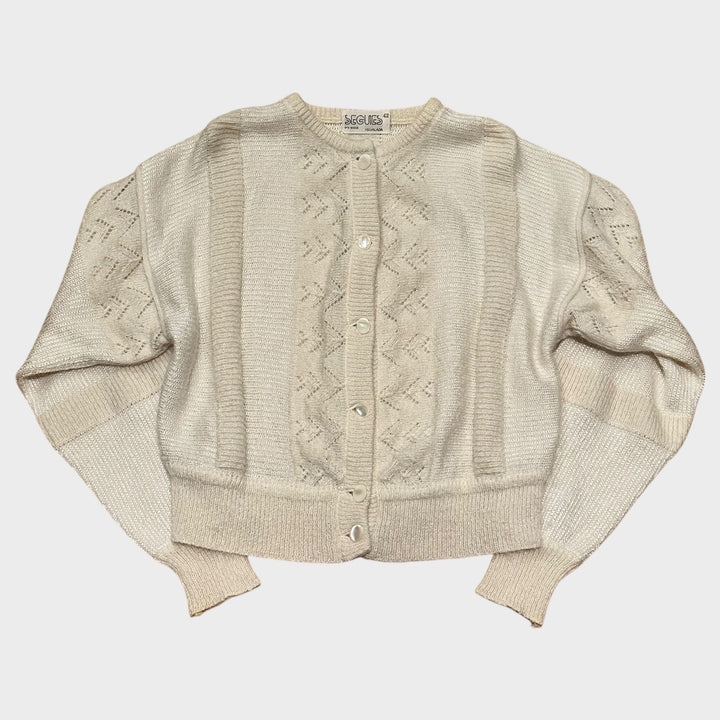 Vintage Beige Strick-Cardigan (S)