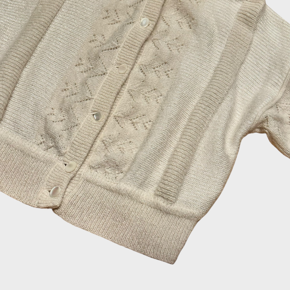 Vintage Beige Strick-Cardigan (S)
