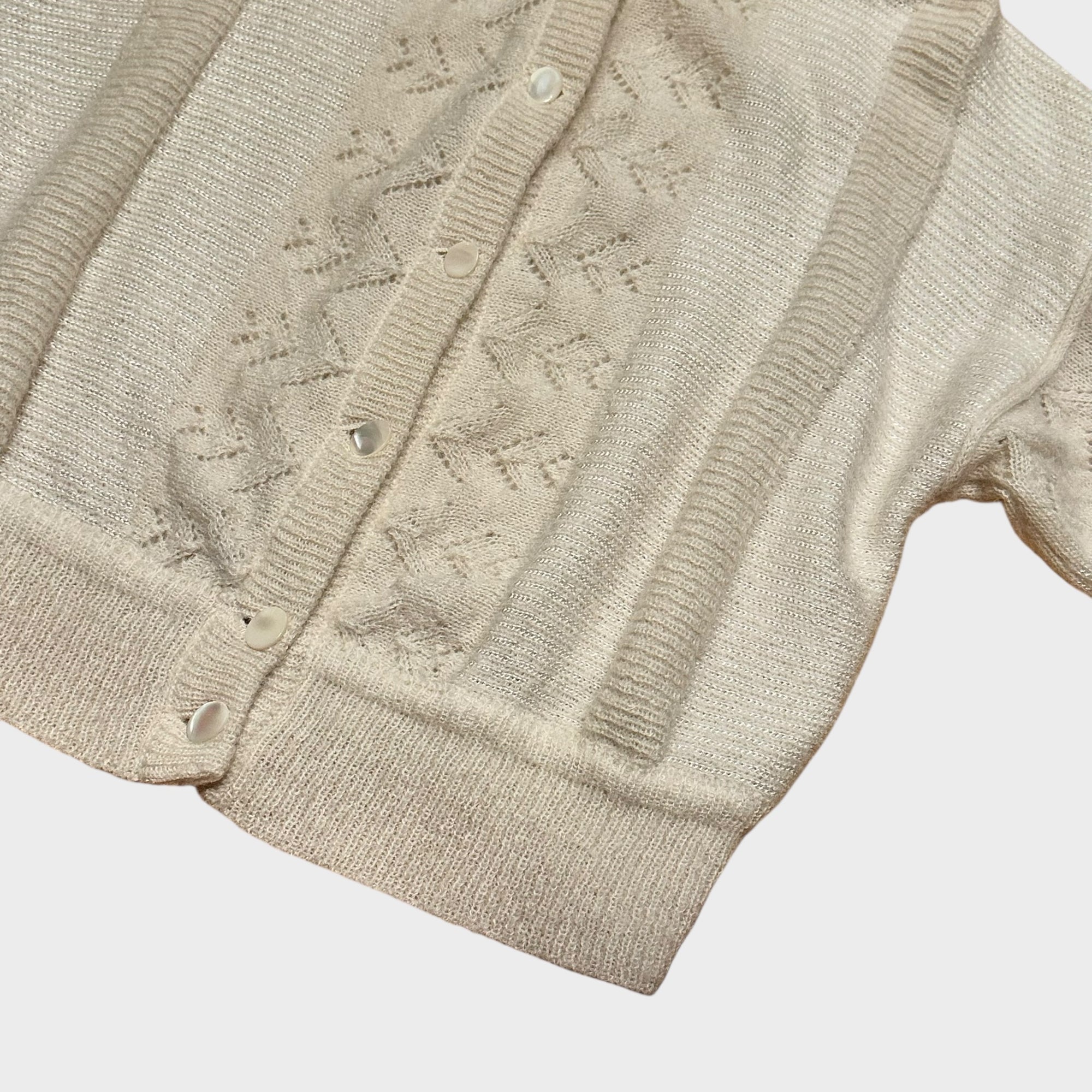 Vintage Beige Strick-Cardigan (S)