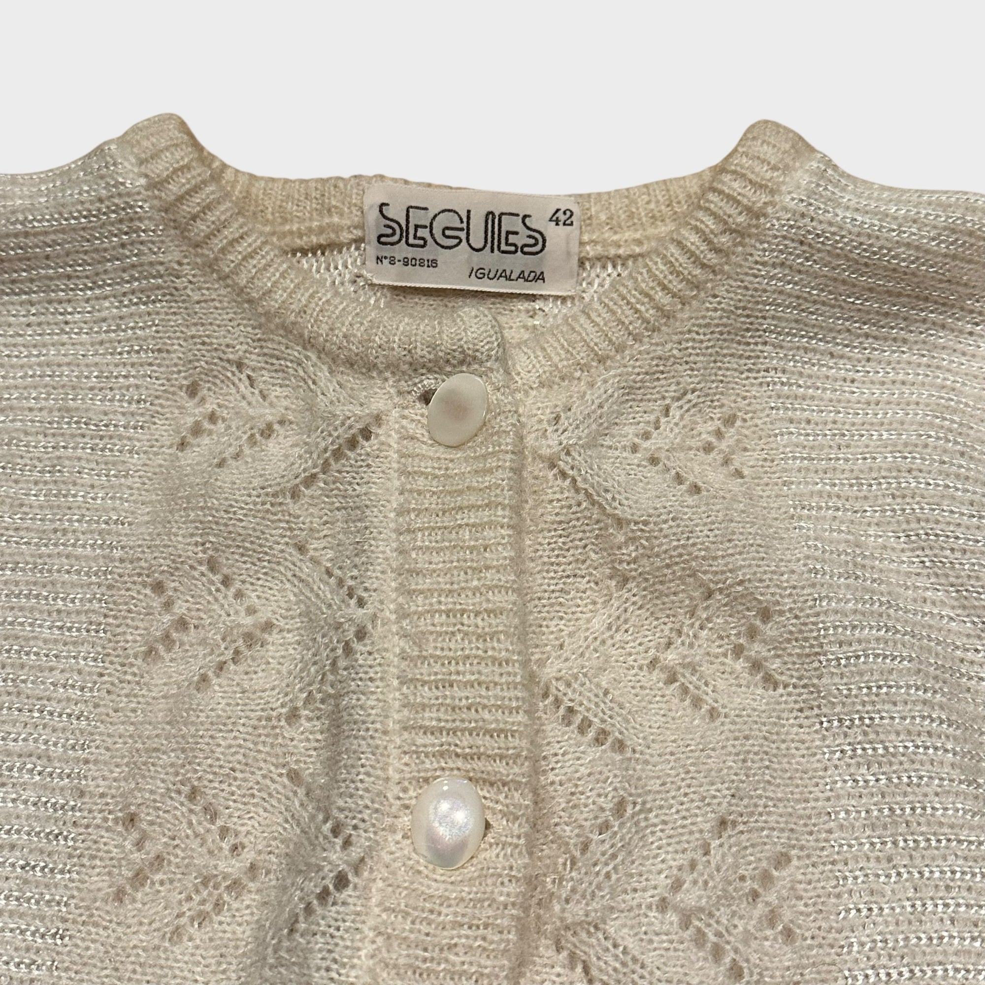 Vintage Beige Strick-Cardigan (S)