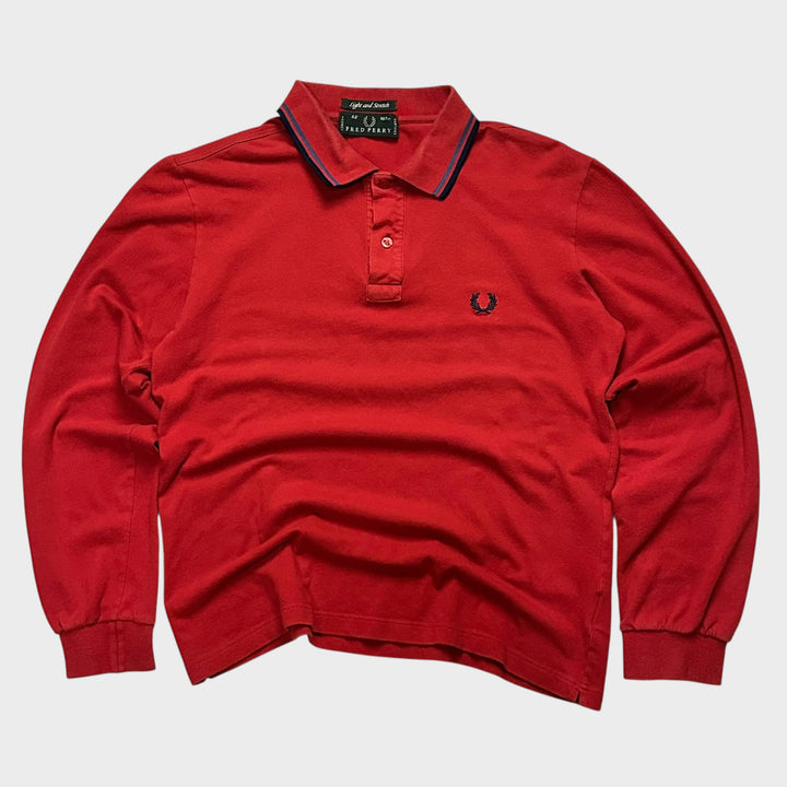 Rotes Fred Perry Langarm-Poloshirt (S)