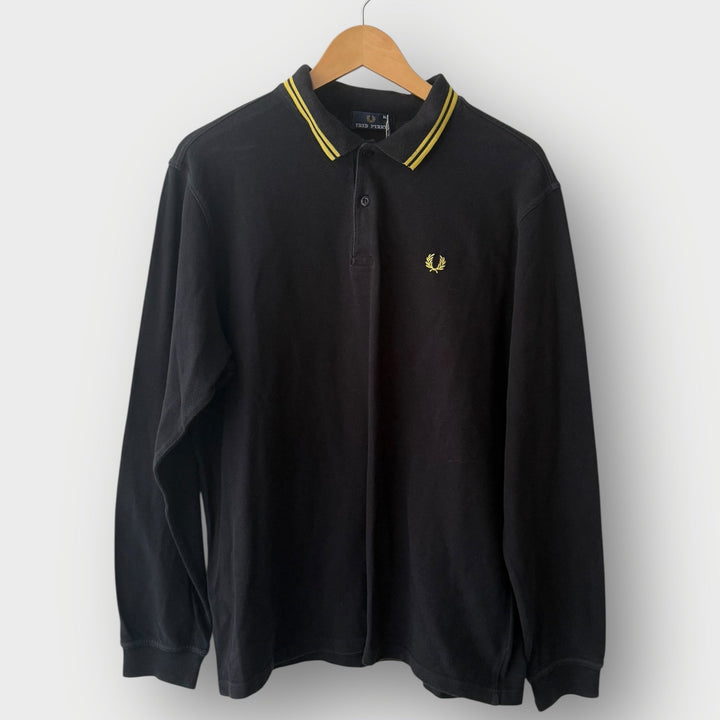 Fred Perry Longsleeve Polo Schwarz (XL)