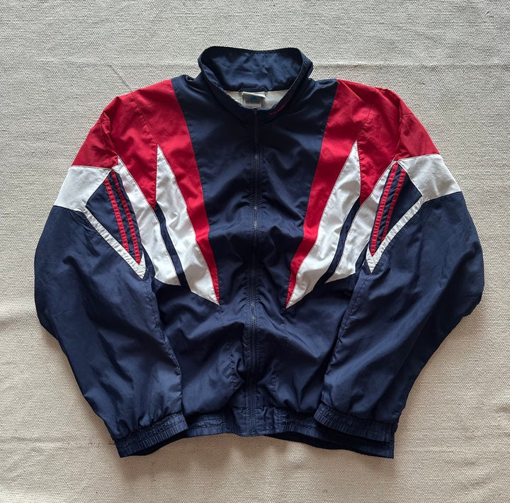Adidas Vintage Trainingsjacke in Dunkelblau, Rot und Weiss – Vorderseite