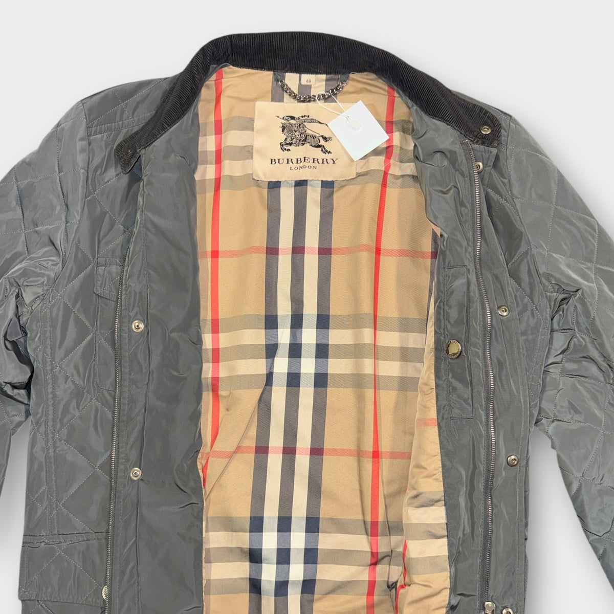 Burberry London Steppjacke Grau L XL Check-Innenfutter