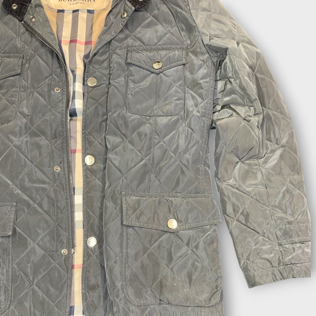 Burberry London Steppjacke Grau L XL Taschen Detail