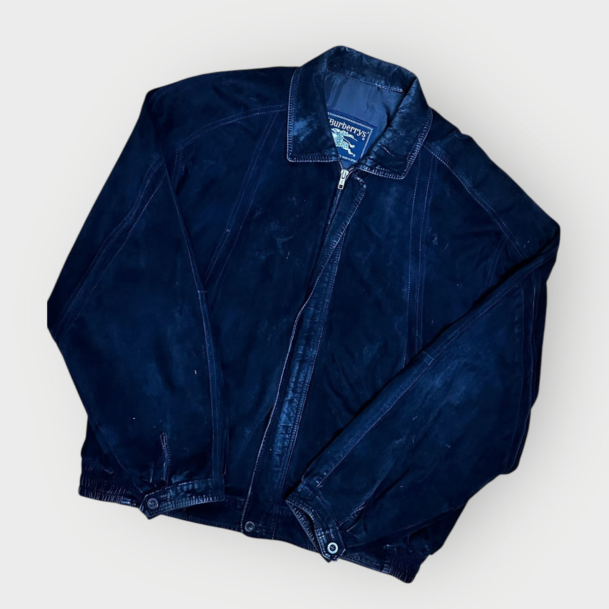 Burberry’s Original Label – Vintage Lederjacke Dunkelblau