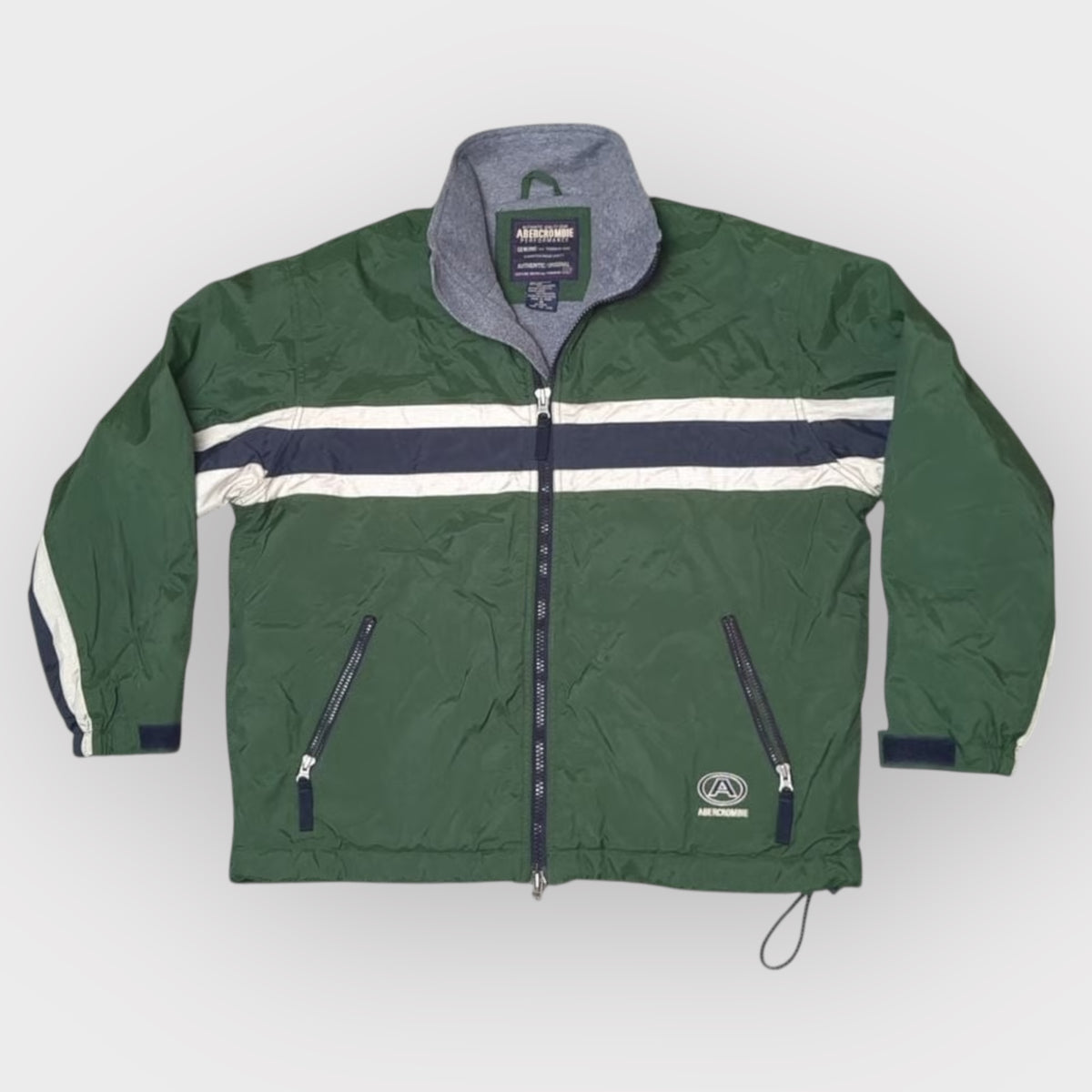 Vintage Abercrombie Jacke M Grün Fleece Parka – Vorderansicht, Paul’s Zürich Vintage Shop
