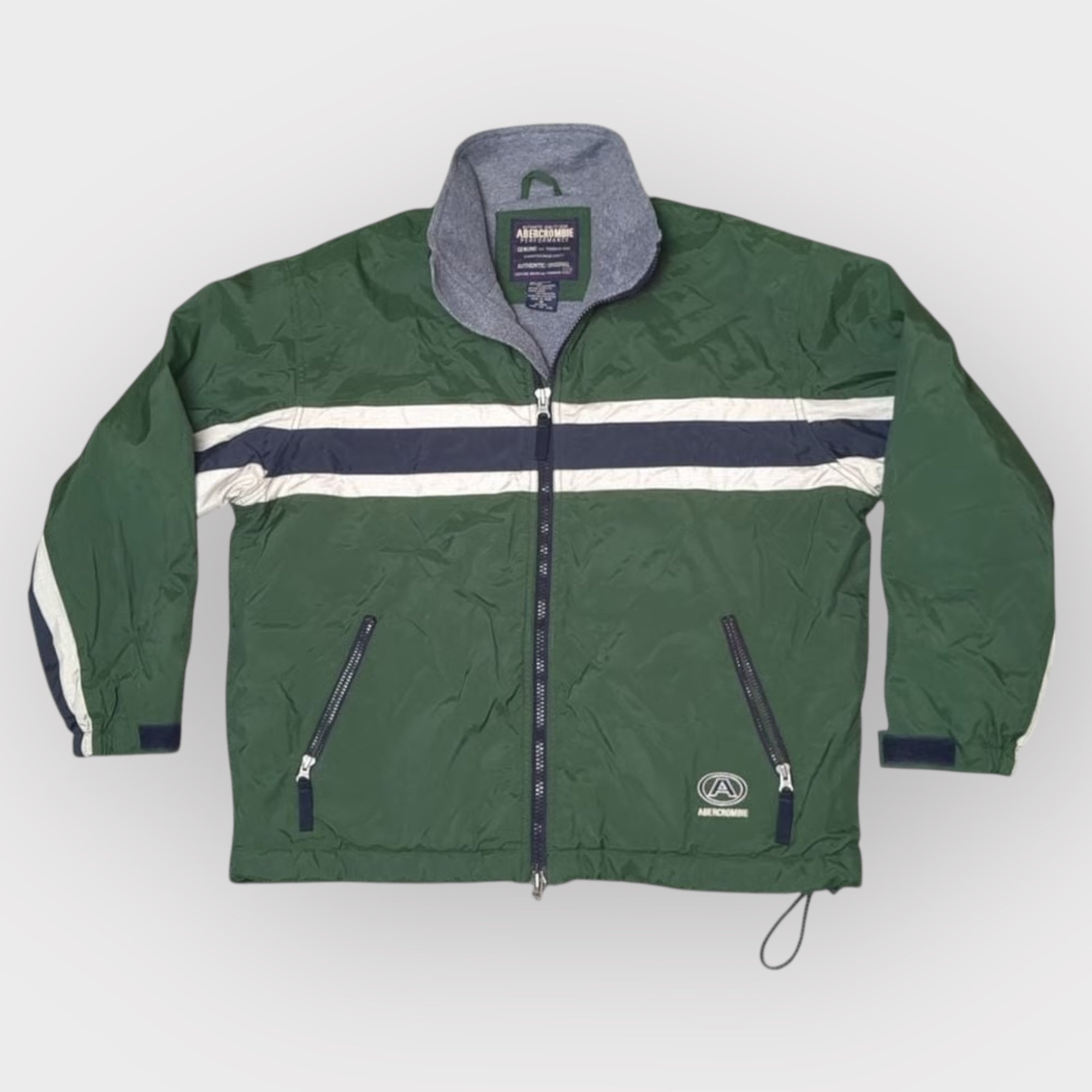 Vintage Abercrombie Jacke M Grün Fleece Parka – Vorderansicht, Paul’s Zürich Vintage Shop
