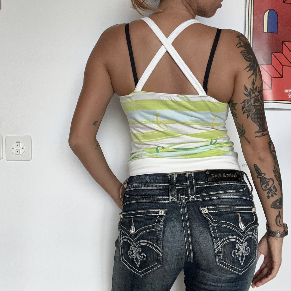 Gestreiftes Y2K Tanktop Grün-Weiss – Ansicht 4