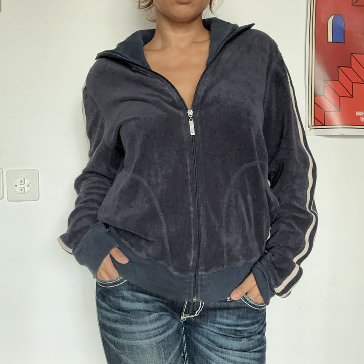 Juicy Couture Velours Zip-Jacke Dunkelblau