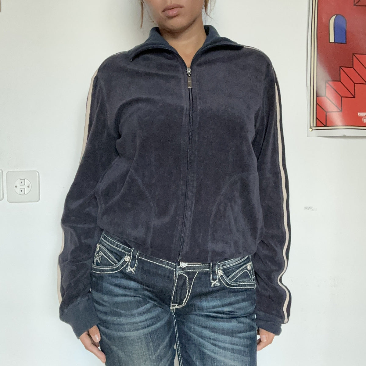 Juicy Couture Velours Zip-Jacke Dunkelblau – Ansicht 2