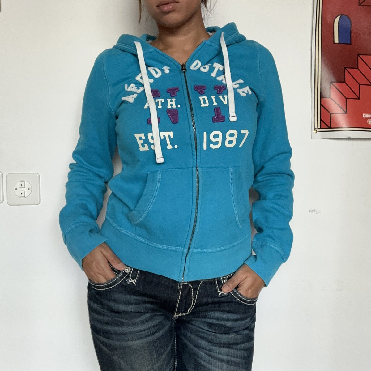 Aéropostale Athletics Zip-Hoodie Türkis