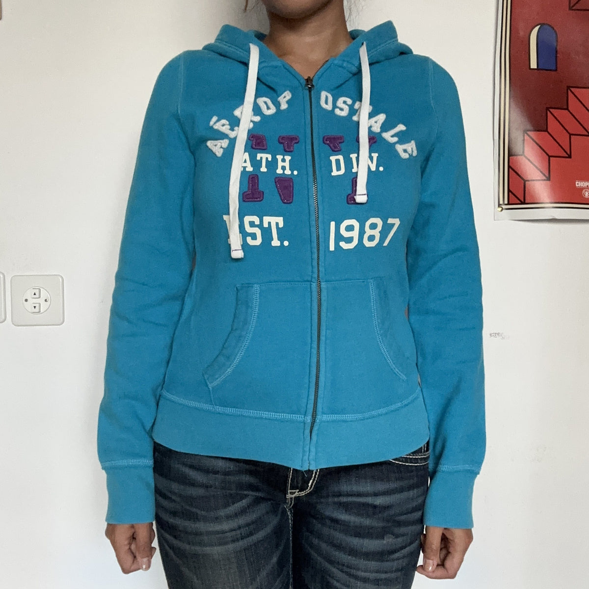Aéropostale Athletics Zip-Hoodie Türkis – Ansicht 2