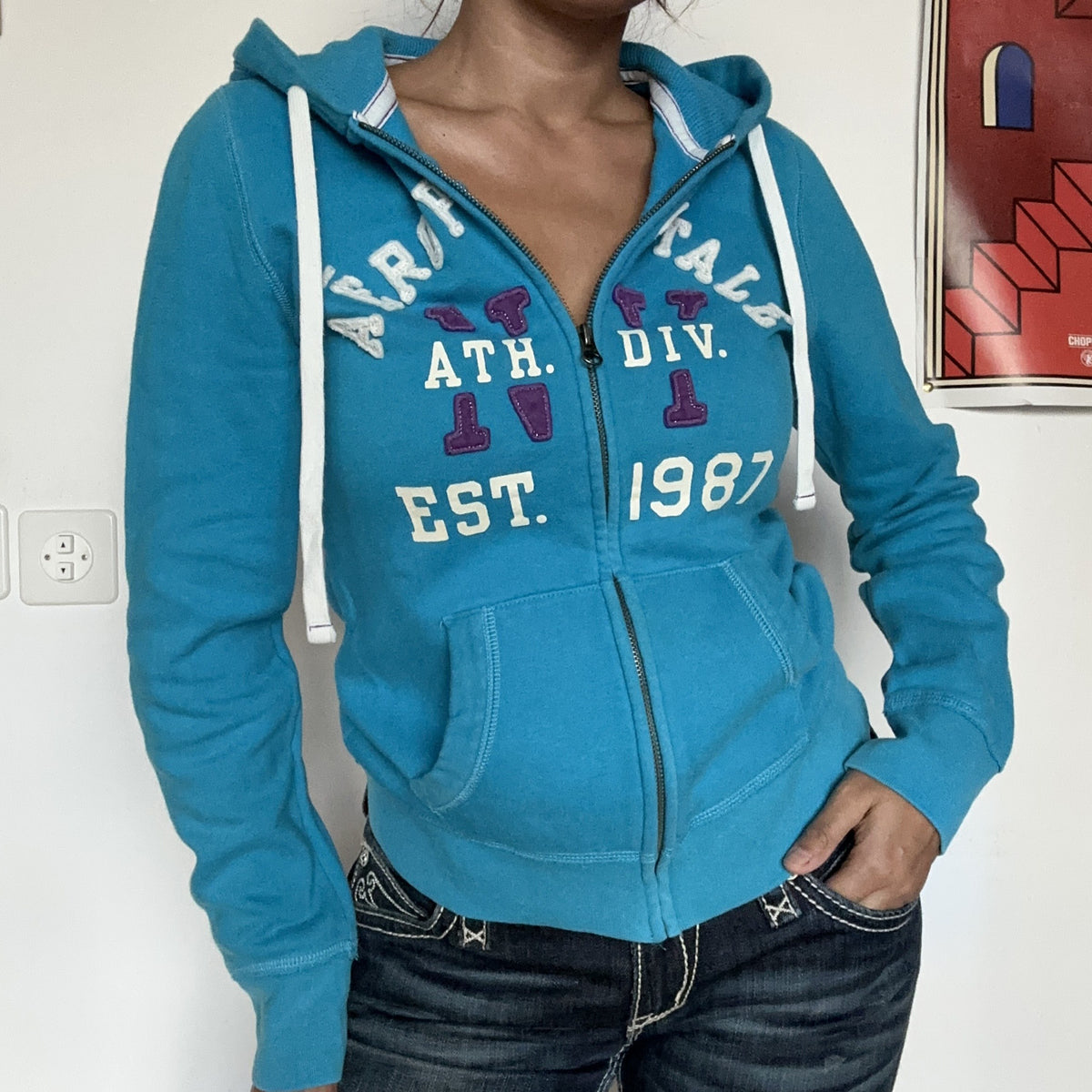 Aéropostale Athletics Zip-Hoodie Türkis – Ansicht 3