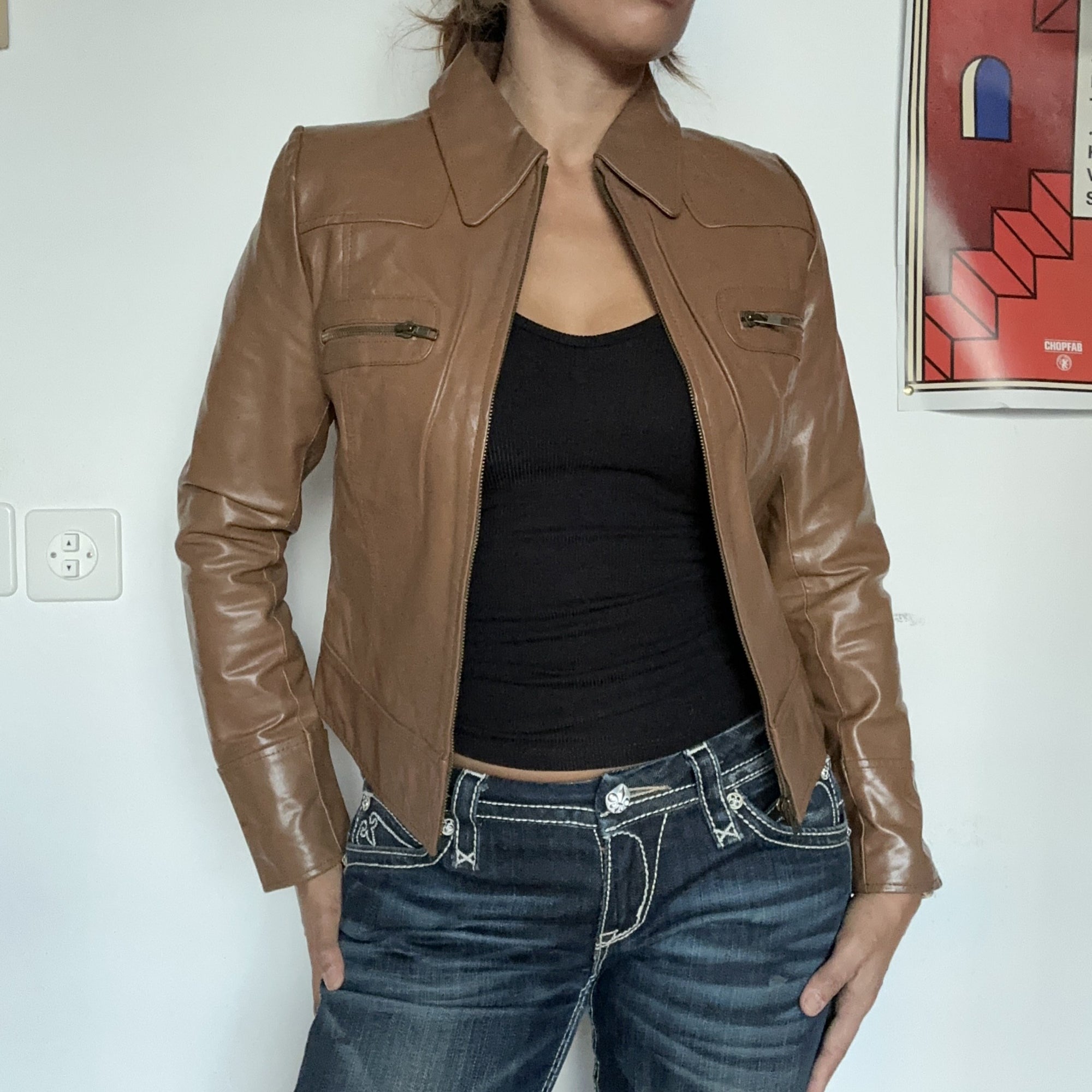 Miss Selfridge Jacke in Lederoptik Braun