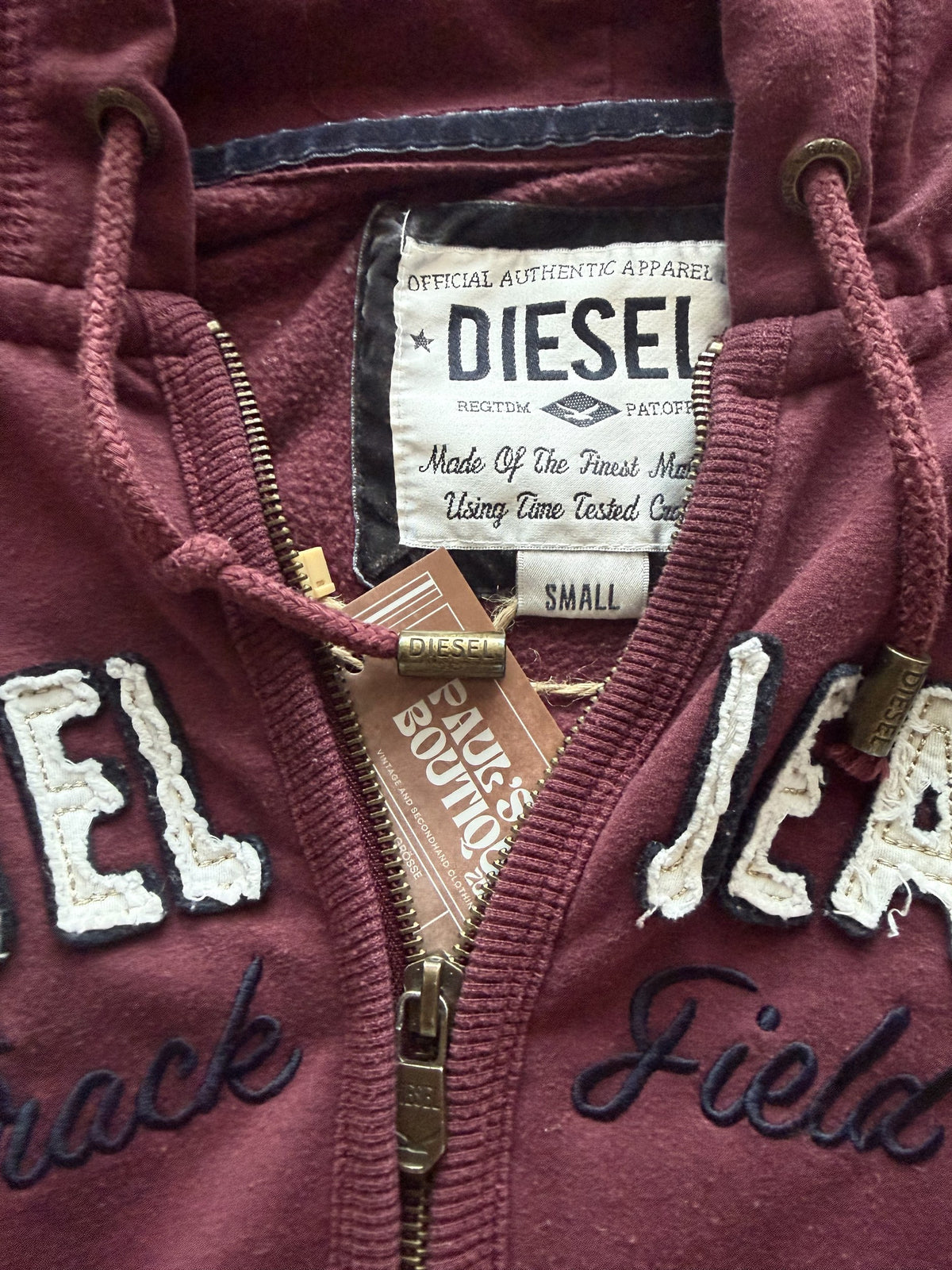 Diesel Jeans Track & Field Zip-Hoodie Bordeaux – Ansicht 5
