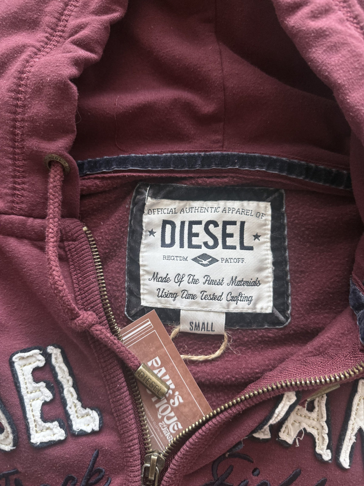 Diesel Jeans Track & Field Zip-Hoodie Bordeaux – Ansicht 6