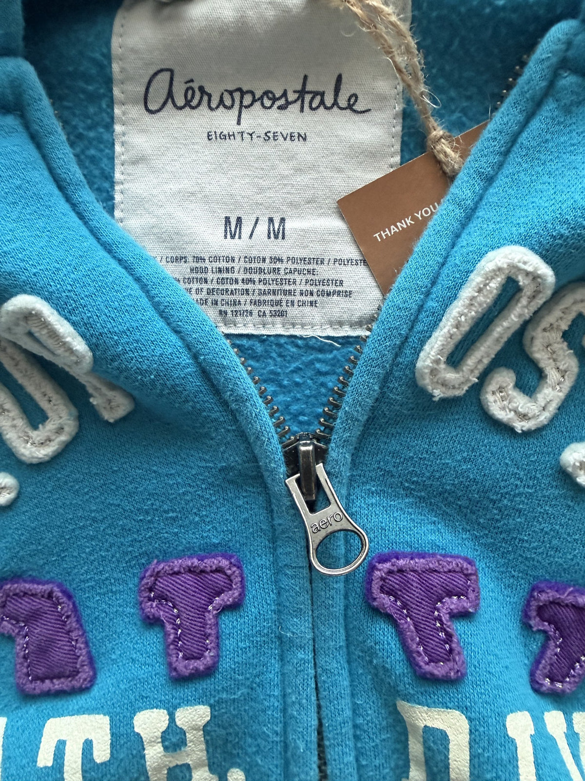 Aéropostale Athletics Zip-Hoodie Türkis – Ansicht 5