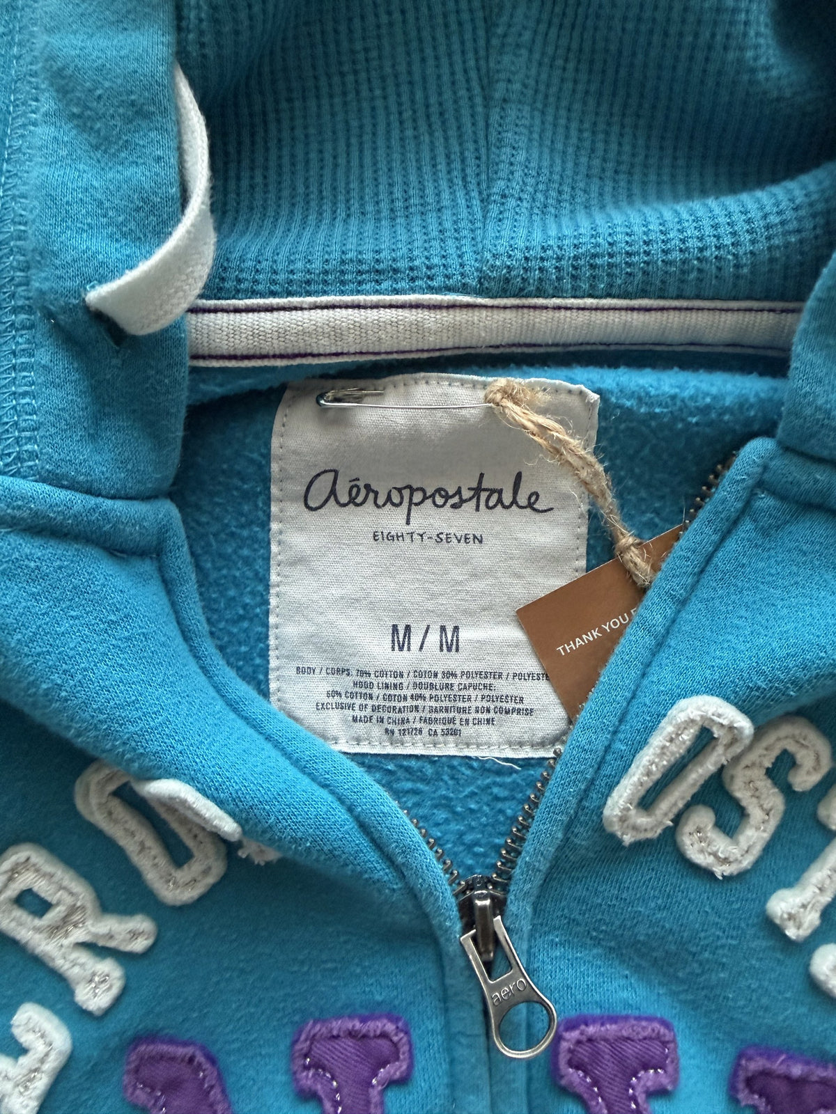 Aéropostale Athletics Zip-Hoodie Türkis – Ansicht 6