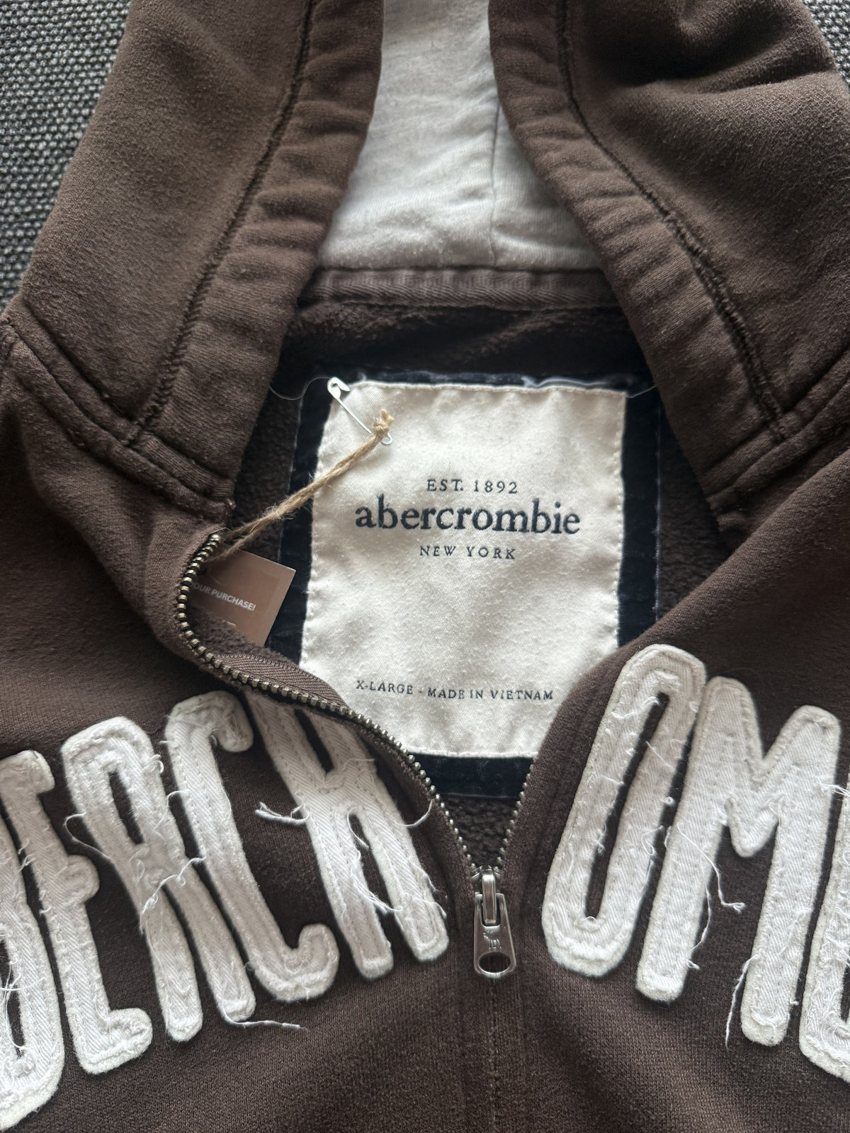 Abercrombie New York Zip-Hoodie Braun – Ansicht 4