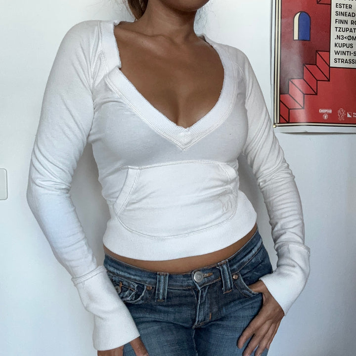 Weisser Abercrombie & Fitch Hoodie – Ansicht 1