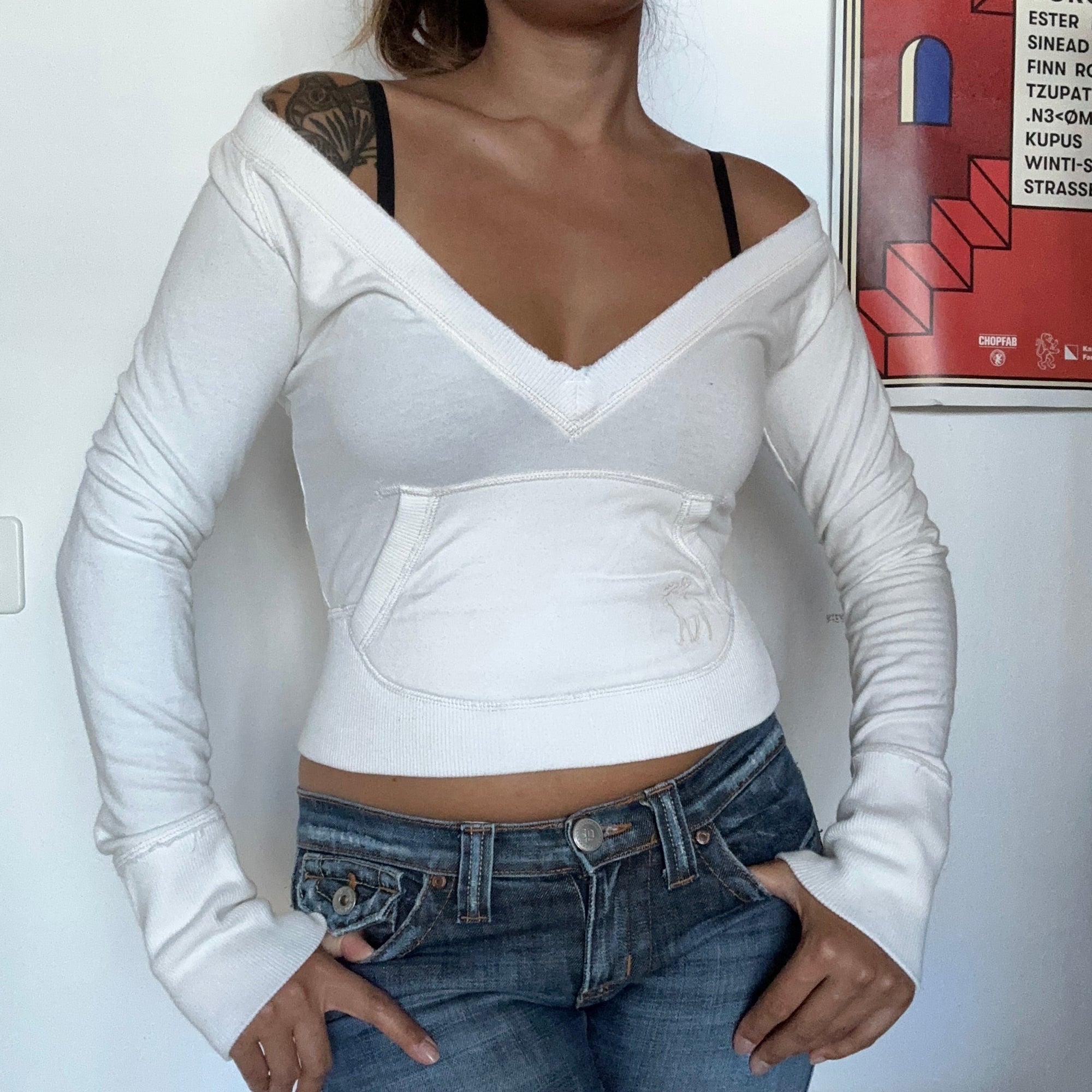 Weisser Abercrombie & Fitch Hoodie – Ansicht 3