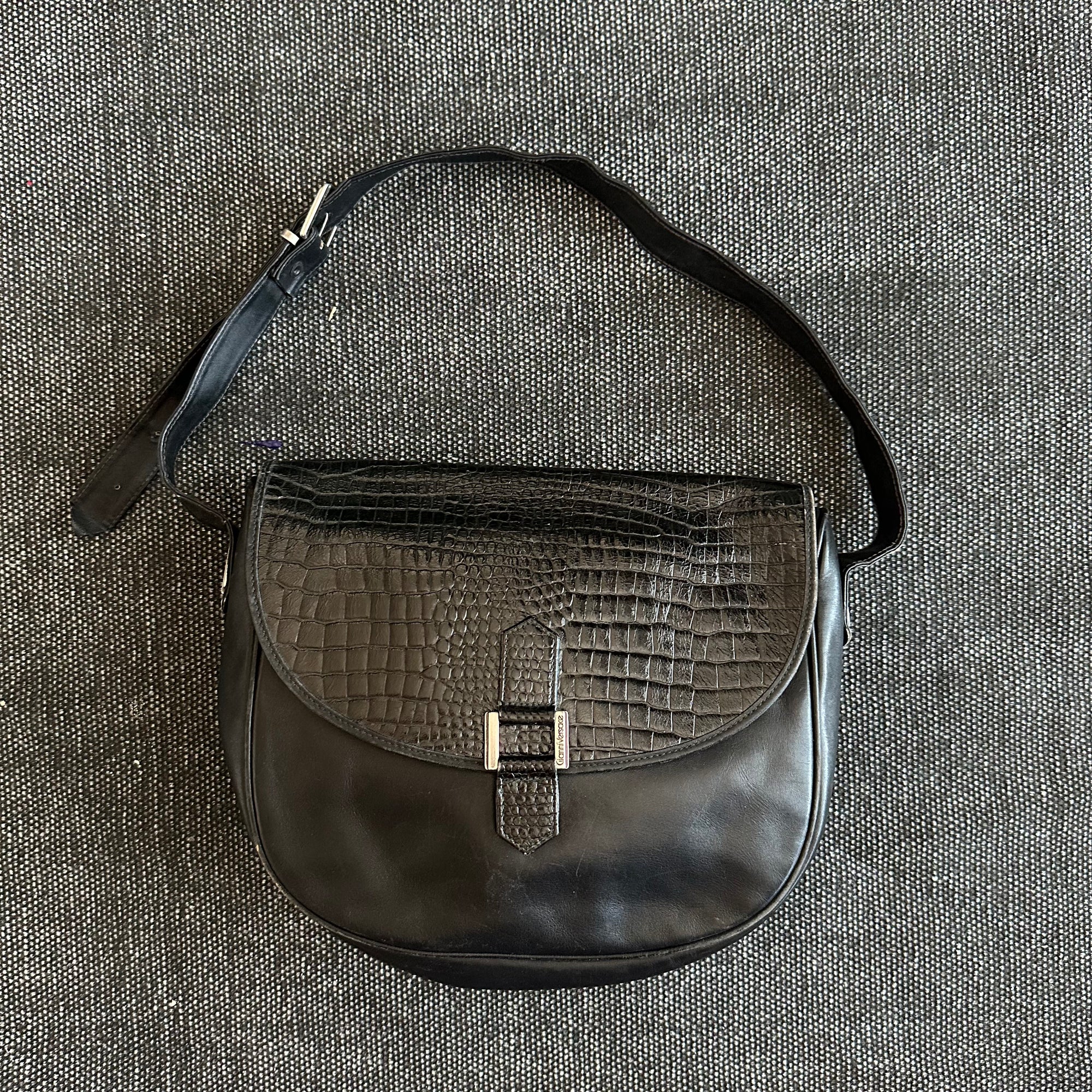 Versace Schultertasche mit Kroko-Prägung – Ansicht 1