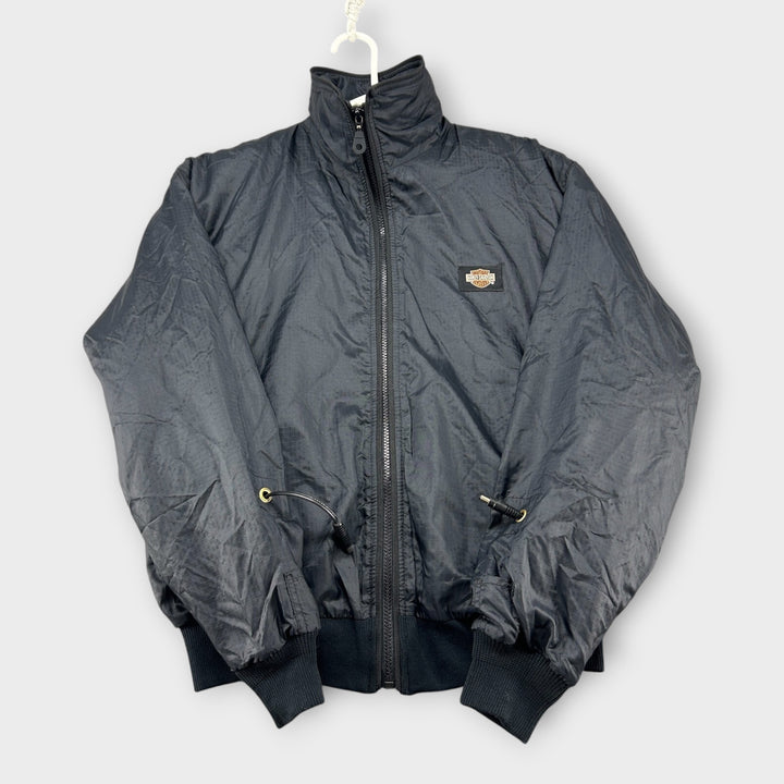 Harley-Davidson Heated Parka S Schwarz – Vorderansicht, Paul’s Zürich Vintage Shop
