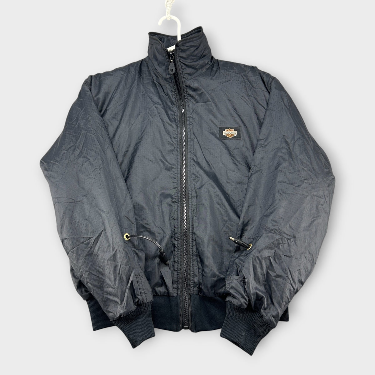 Harley-Davidson Heated Parka S Schwarz – Vorderansicht, Paul’s Zürich Vintage Shop
