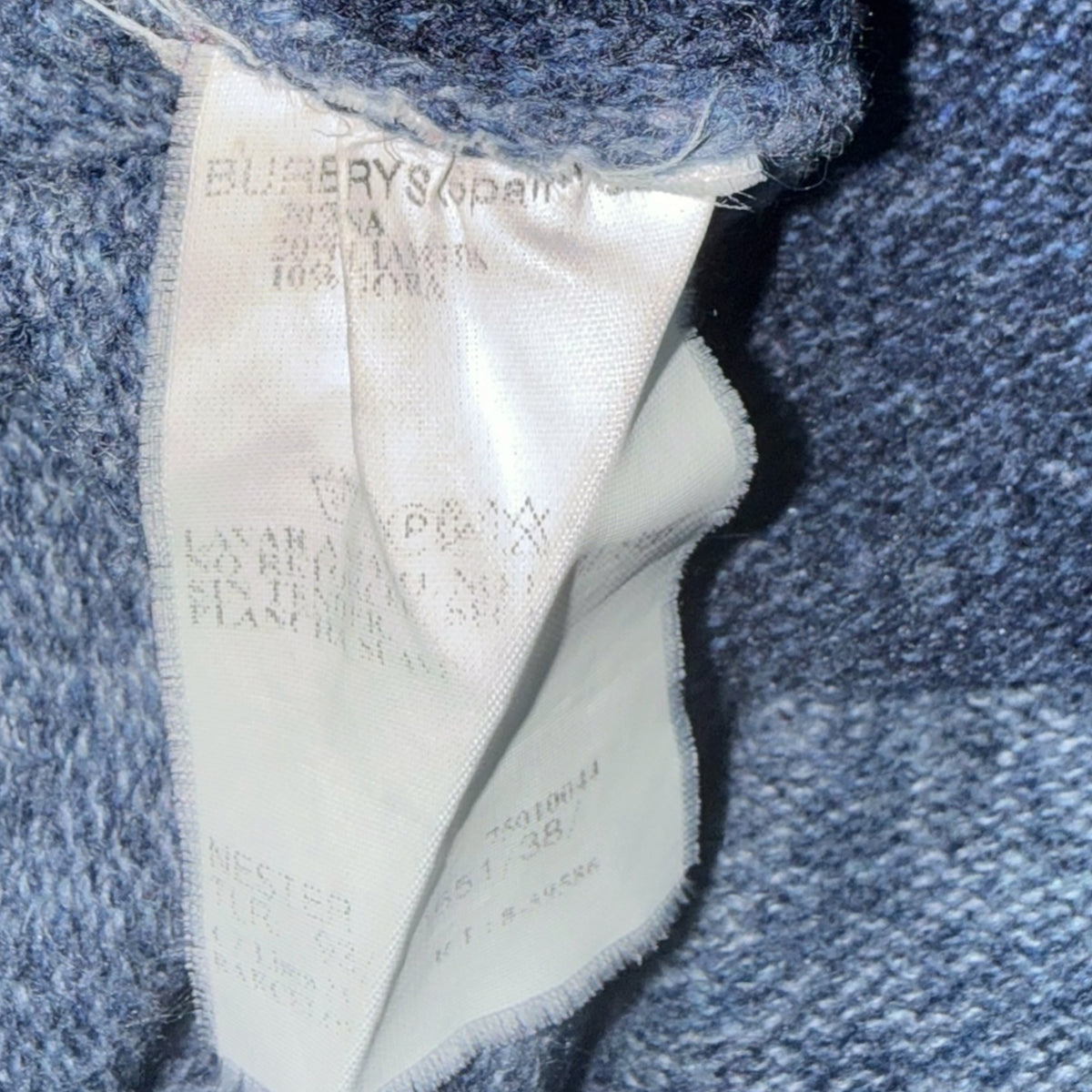 Vintage Burberrys of London V-Neck Pullover Blau Grau XS Materiallabel